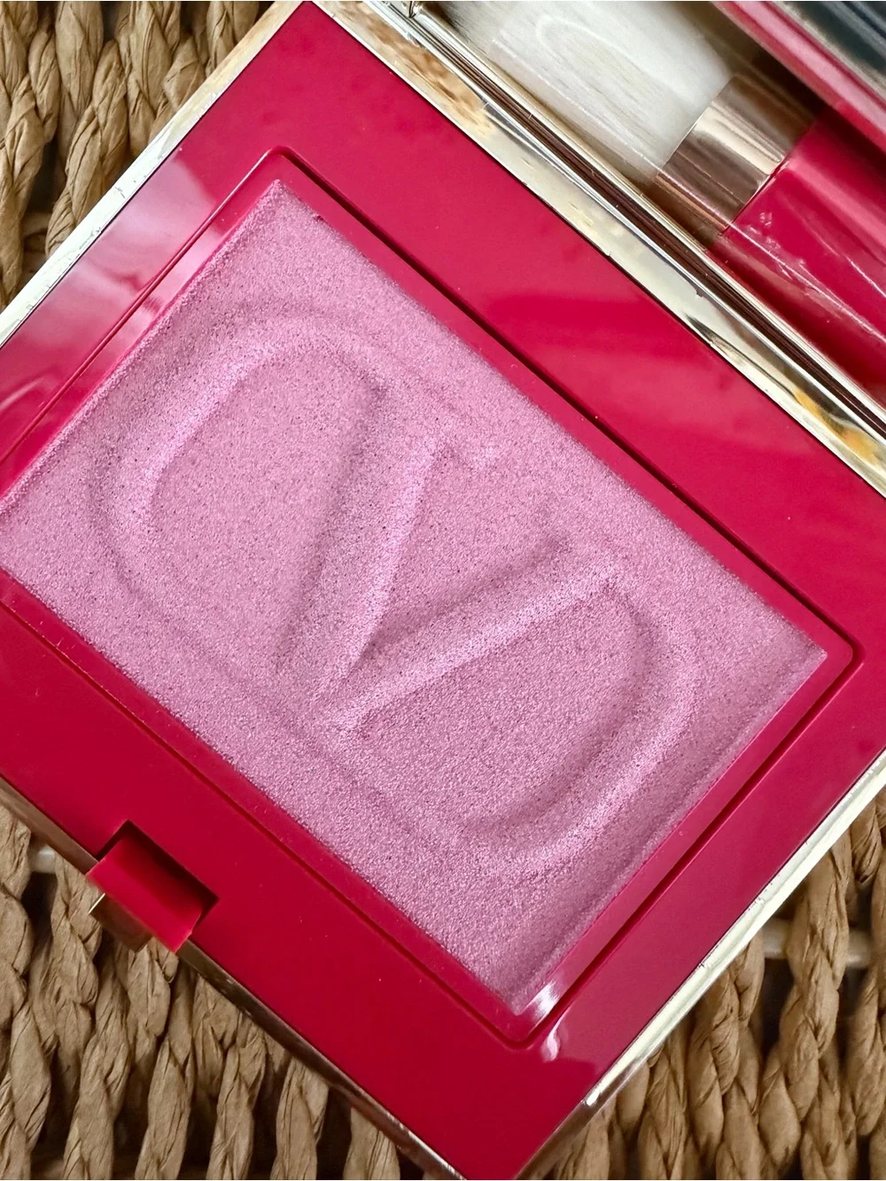 Valentino Hot Pink & Gold V-Logo Compact